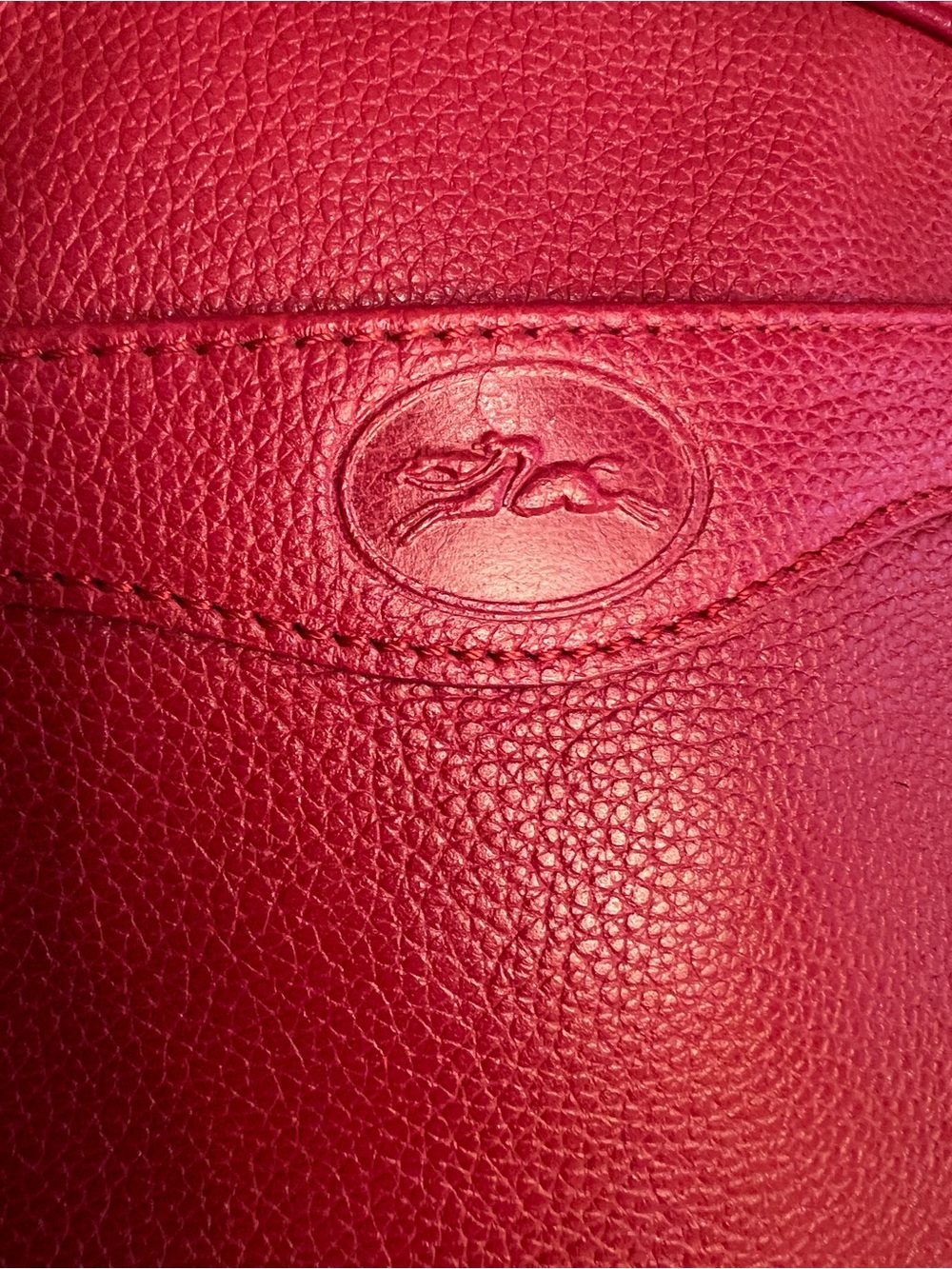 Longchamp Red Pebbled Leather Crossbody Bag - Picture 4 of 5